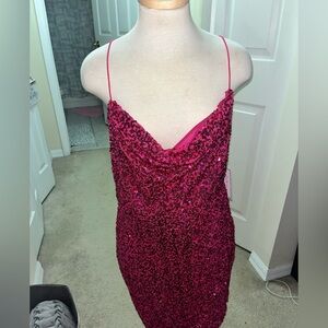 🆕 Womens Pink Elegant Sequin Midi Dress